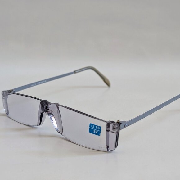 NWT Vintage 90's Small Rectangle Rimless Half Frame Reading Glasses (Gray) - Picture 3 of 4